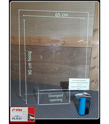 ANTI CORONA TOONBANKSCHERM 90 CM X 65 CM