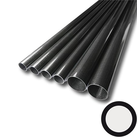 CARBON ROUND TUBE, WOUND, 3K-PW (0 28/26) X 1500 MM
